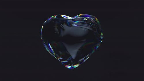 Abstract Fluid Heart Morphing with Holographic Refractions