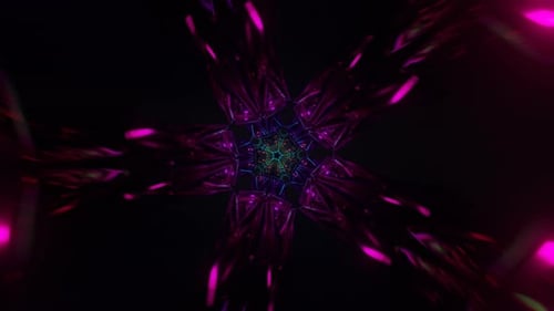 Abstract Seamless Looped Neon Animation of Infinite Square Tunnel