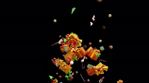 Festive Christmas Confetti Elements Transition