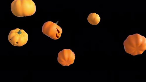 Abstract Falling Pumpkins Halloween Background Video