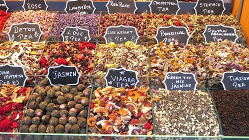 Colorful and Diverse Tea Selection on Display