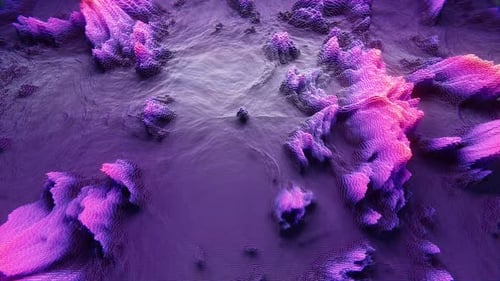 Abstract Seamless Loop Motion Graphics of Flying over Wavy Cubic Landscape