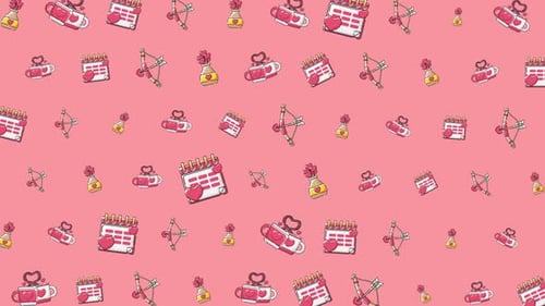 Animated Romantic Icons Seamless Pattern Loop Background