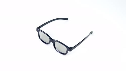 Black 3D Glasses on white background 4K