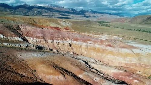 Aerial View of a Beautiful Rainbow Mountains in Altai Region Russia Geological Formation Called Mars