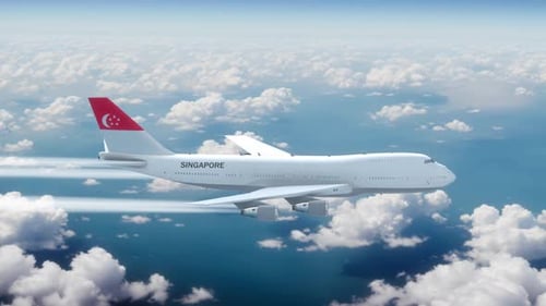 Realistic Passenger Jet Airplane Flying Through Clouds