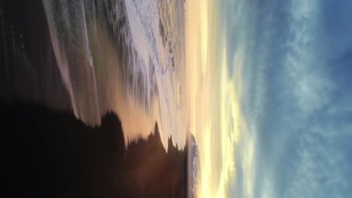 Vertical Video Atlanic Shore Black Sand Beach