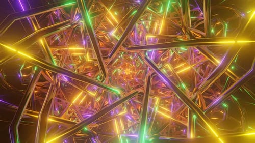 Dynamic Abstract Neon Geometric Loop Background
