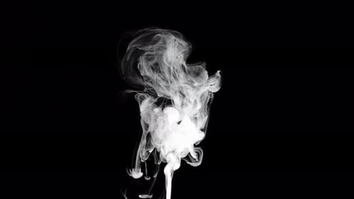 Slow Motion Water Mist Puff Stream Over Black Background, Slow Motion