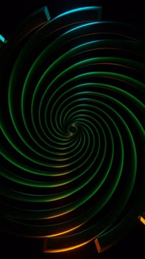 Vídeo vertical de luces de neón que parpadean con formas abstractas giratorias en un bucle vibrante