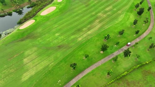 Aerial view: Golf course, a green oasis.