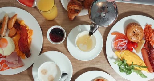 Delicious Breakfast Overhead Shot of Assorted Foods
