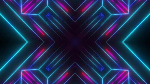 Dynamic neon lights create a modern abstract background motion