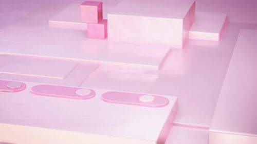 Soft pink 3D geometric shapes in modern minimalist composition