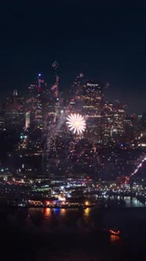 Fireworks Display Over San Francisco Bay on Independence Day