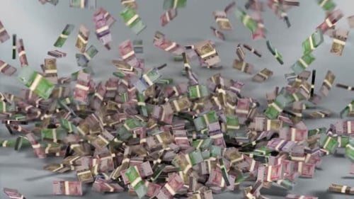 Uganda Money - Shilling Stacked Money Falling - Ugandan Currency