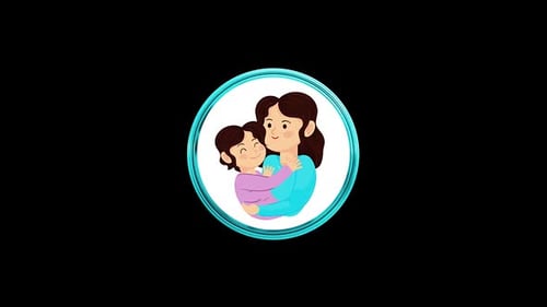 Animated 3D Rotating Icon of Mother and Child
