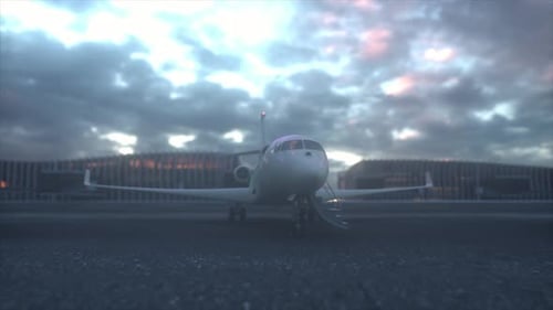 Private Luxury airplane in the background of the airport. Luxury tourism and business travel