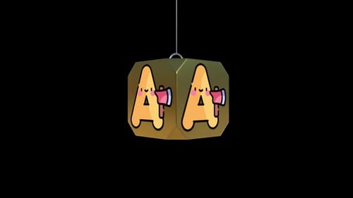 Animated Golden Cube with Cartoon Letter A Shattering Reveal