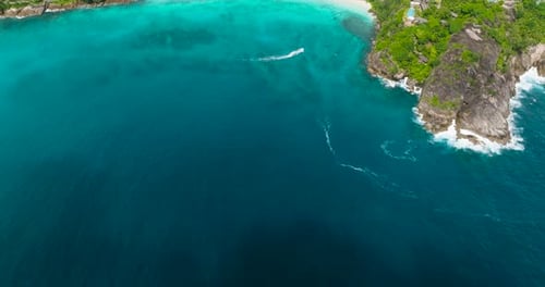 Secluded Tropical Bay with Turquoise Waters and Beachfront Villas Seychelles Mahe