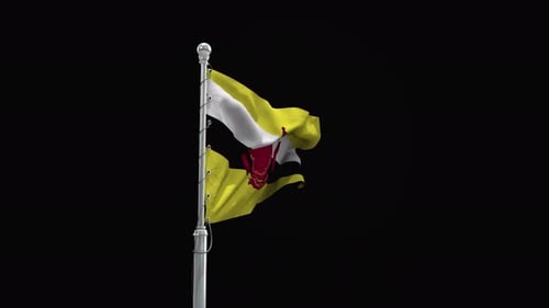 Brunei Darussalam Flag Waving on a Flagpole