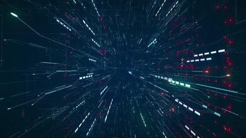 Technological Circuit Board Digital Data Stream Animation