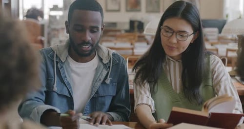 Students Working Together in Library Study Group