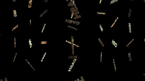 Cash Text 3d Falling Alpha Channel Gold
