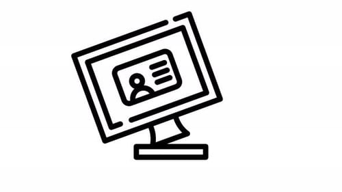 Animated Outline Computer Monitor with ID Card Icon