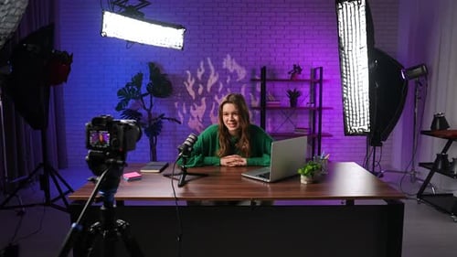 Backstage Recording of Expert Video in a Cozy Studio with Professional Equipment