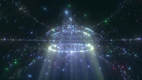 Abstract Shimmering Particle Light Beam Tunnel Background