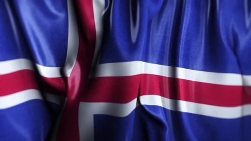 Iceland Flag Waving Realistic Fabric Seamless Loop