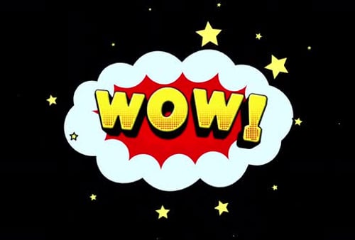 Retro Comic Book Style WOW! Text Pop-Up Animation