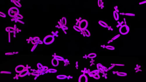 Falling Pink Female Symbols Motion Graphics Background