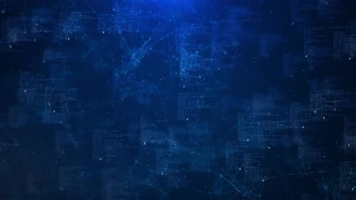 Animated Futuristic Digital Network Plexus with Abstract Code Background