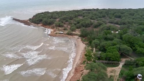 Aerial view of Sowan beach in Tuban, East Java.