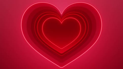 heart wavy red layers with neon valentine background.