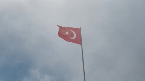 Turkish Flag Waving in the Wind