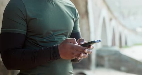 Hands, person with smartphone and typing, communication on social media and chat