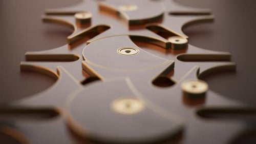 Seamless Animation of Golden Rotating Gears Abstract Mechanism