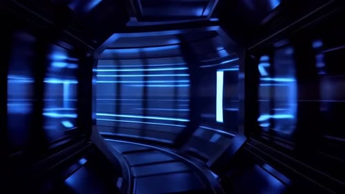 Futuristic Blue Neon Tunnel Speed Travel Background