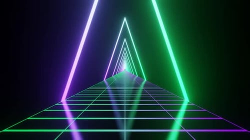 Turquoise And Purple Sci Fi Neon Glowing Cyberpunk Road Background Vj Loop In HD
