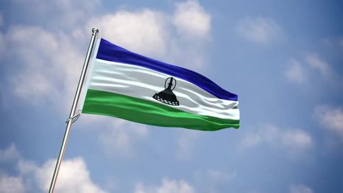 Realistic Flag Lesotho