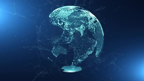 Futuristic Digital Earth Globe Rotation with Interconnected Network Background
