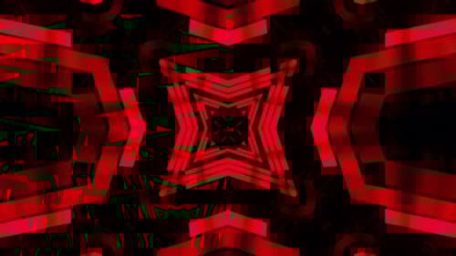Red and black star pattern with red center. Kaleidoscope VJ loop