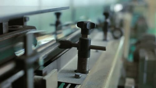 Industrial Factory Manufacturing Machinery. Close Up of Conveyor Line at Factory. Factory