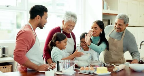 Family Baking Together in a Bright Kitchen