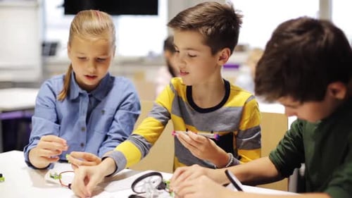 Children Working on a Science Project in Classroom