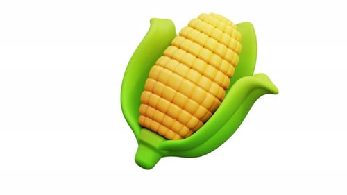 Animated 3D Corn Cob Icon Loop
