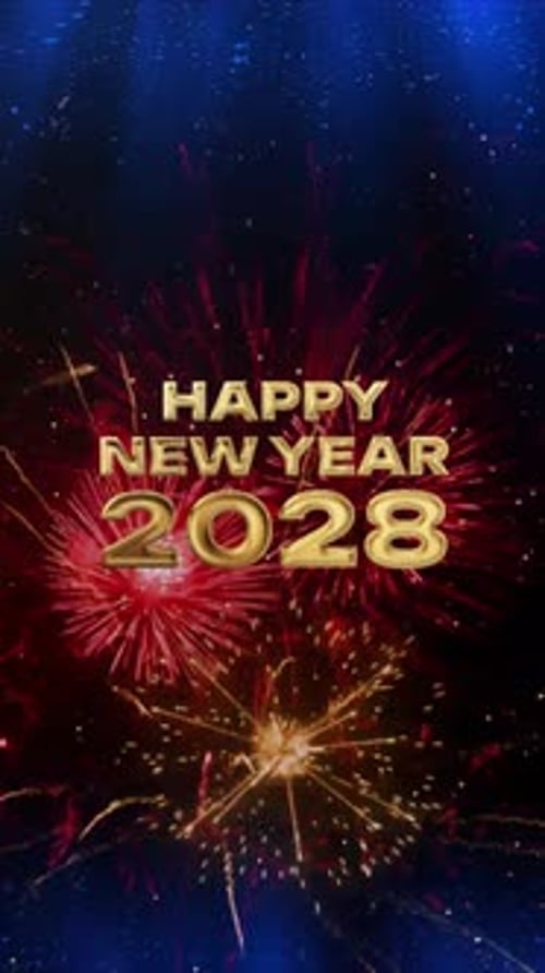 Happy New Year 2028 Celebration Countdown Vertical
